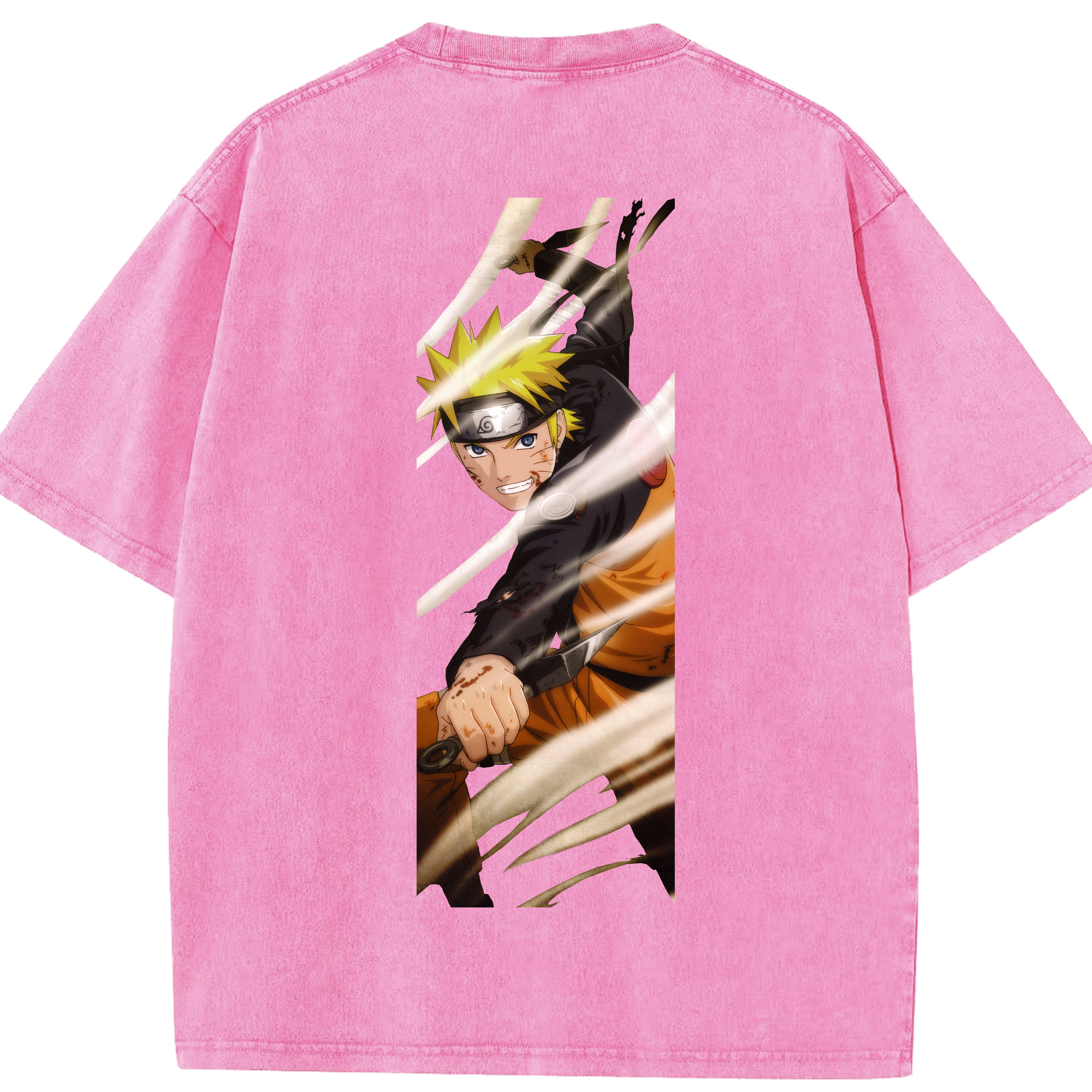 （画像用） NARUTO -ナルト- うずまき ナルト Uzumaki Naruto 綿100% ヴィンテージ風 半袖Tシャツ（背面プリント）